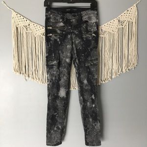Guess Destroyed Acid Wash Cargo Skinny Jeans